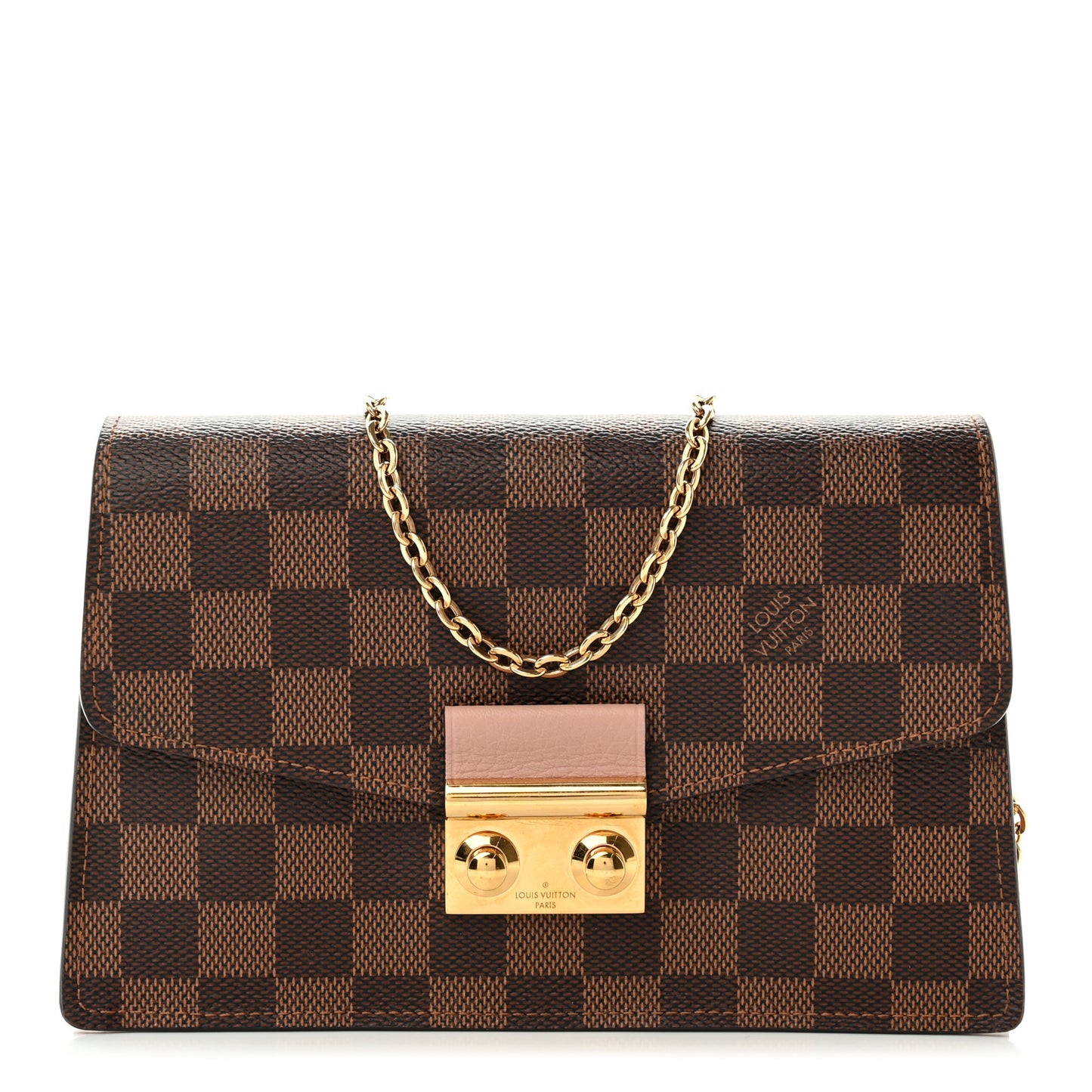 Damier Ebene Croisette Chain Wallet Magnolia