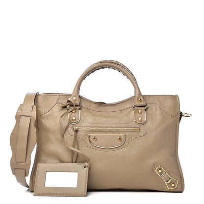 Balenciaga Chevre Gold Metallic Edge Hardware City Beige Latte 1 of 20