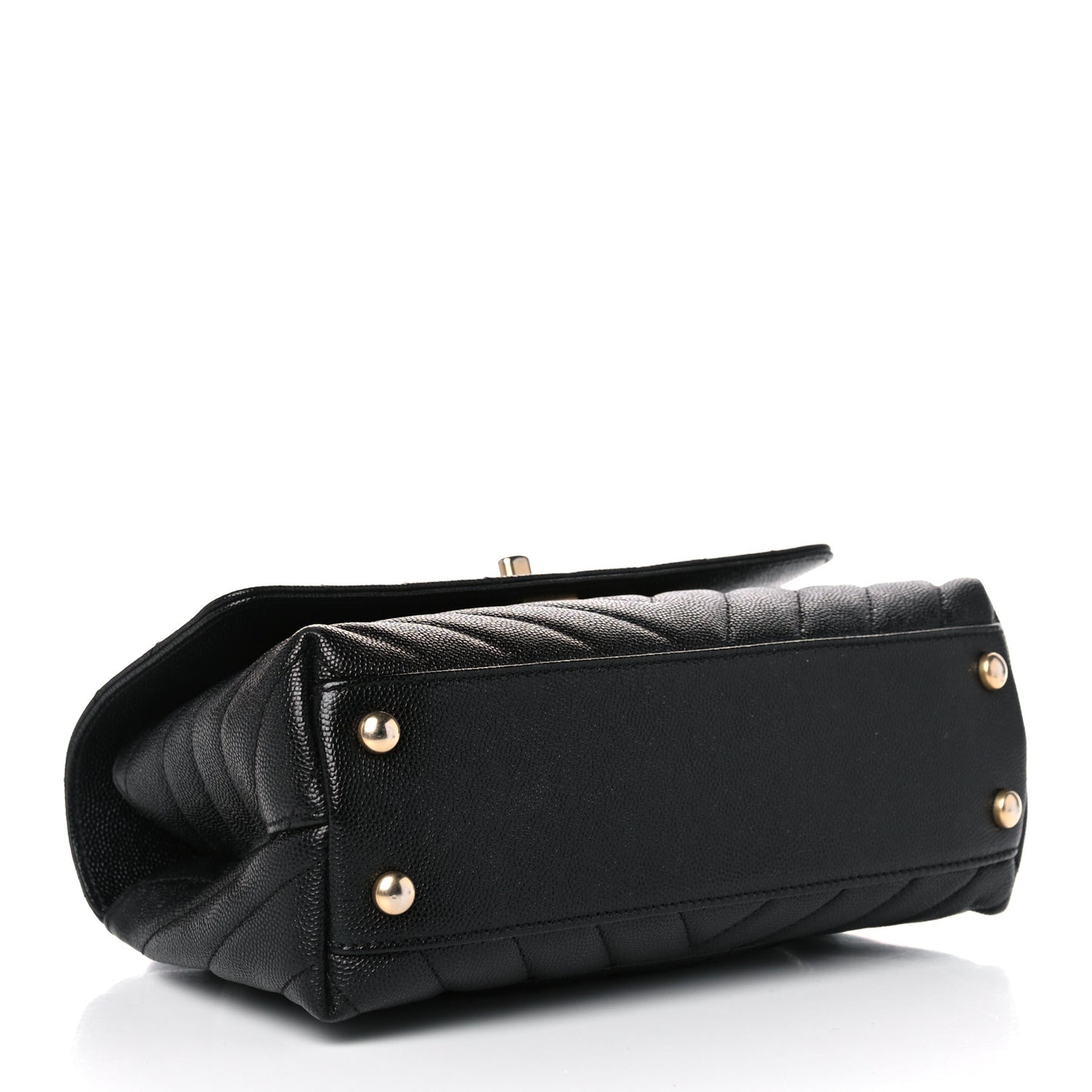 Caviar Chevron Quilted Mini Coco Handle Flap Black