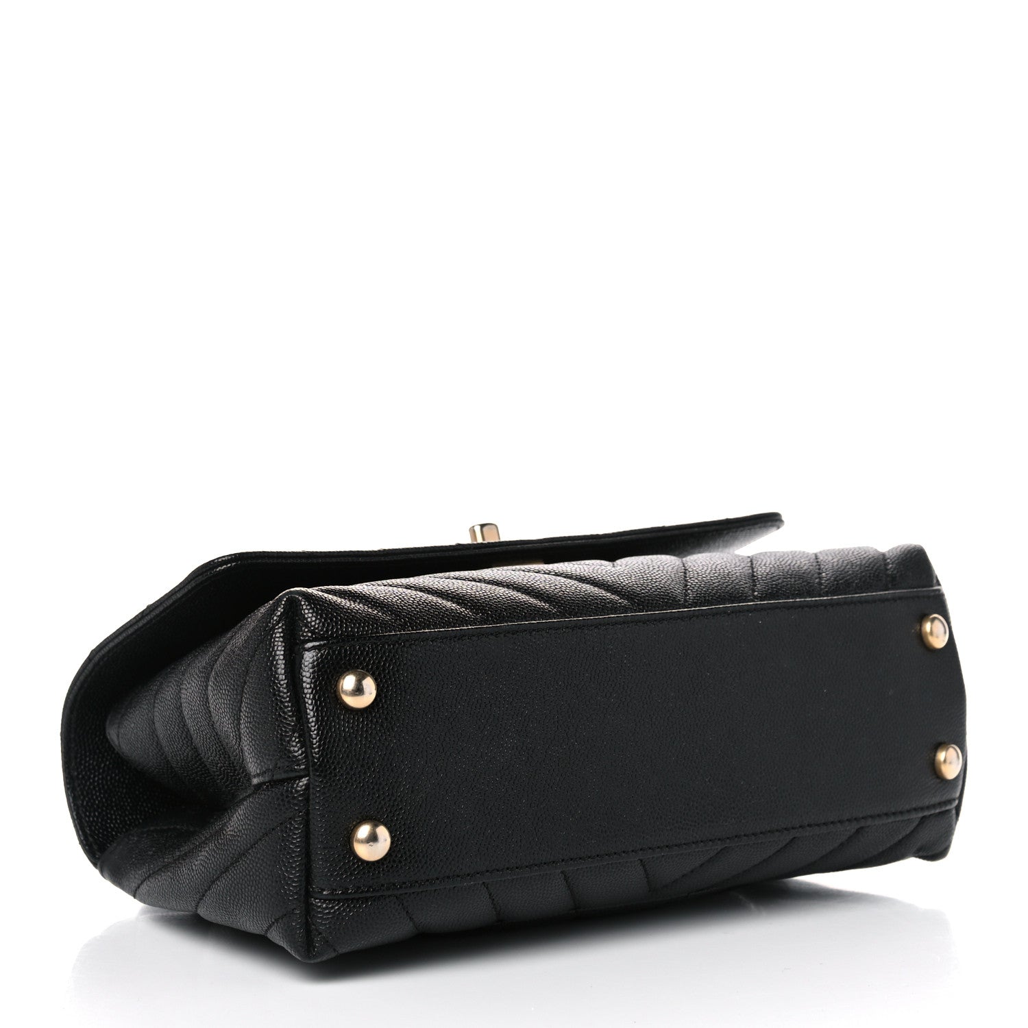 Chanel Caviar Chevron Quilted Mini Coco Handle Flap Black 4 of 11