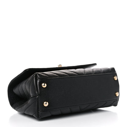 Chanel Caviar Chevron Quilted Mini Coco Handle Flap Black 4 of 11