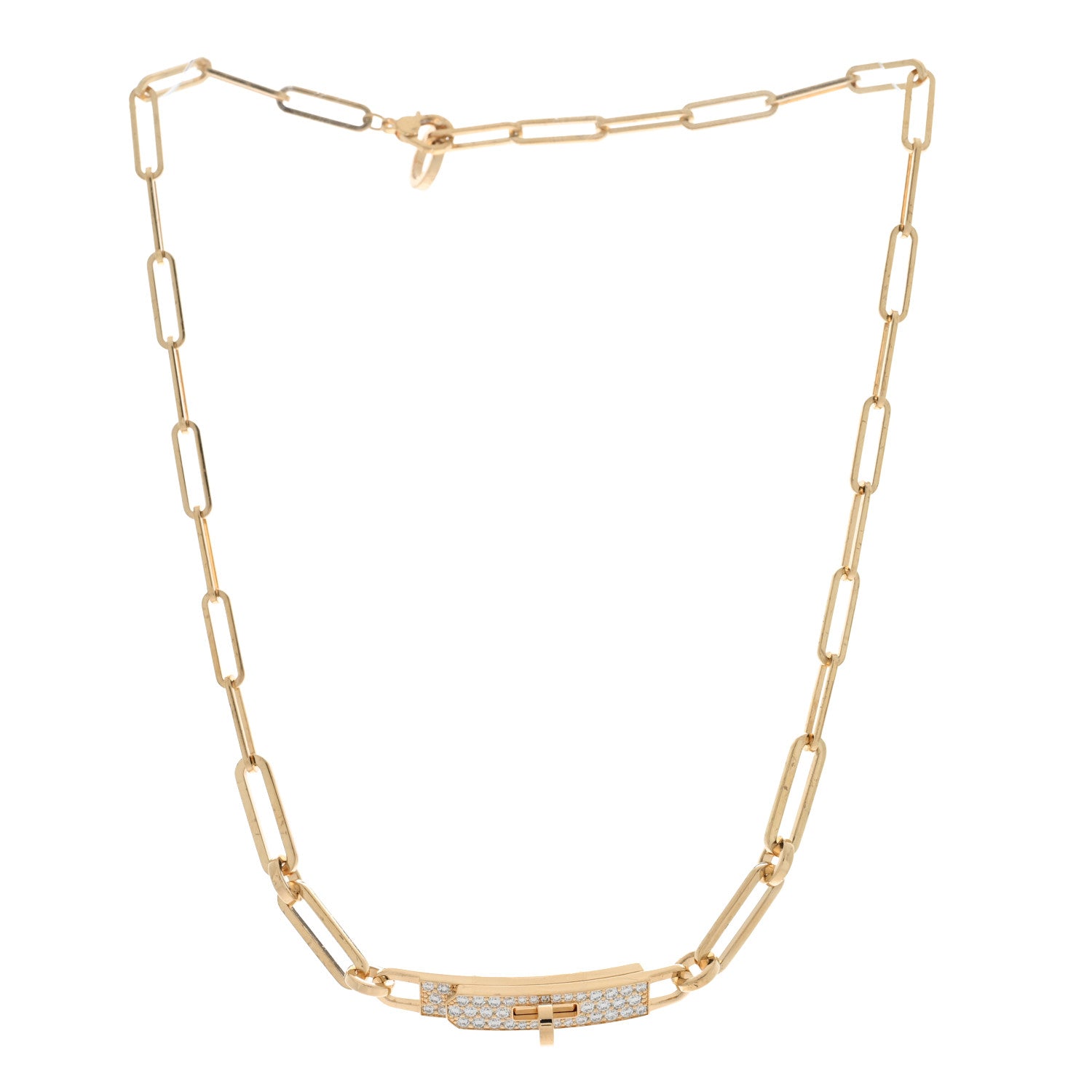 Hermes 18K Rose Gold Diamond Pave Kelly Chaine Choker Necklace 3 of 6