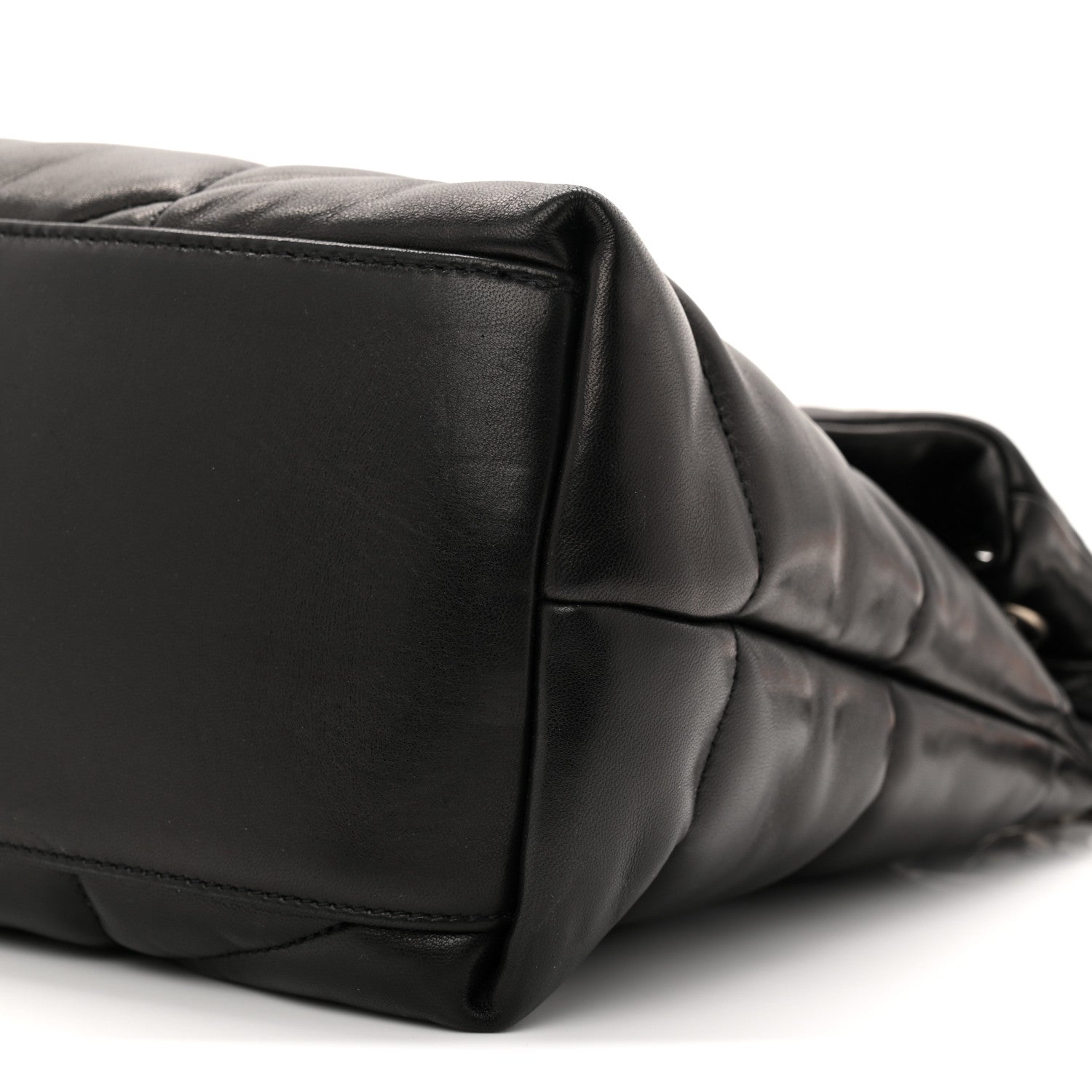 Saint Laurent Lambskin Quilted Medium Loulou Puffer Monogram Chain Satchel Black 10 of 10