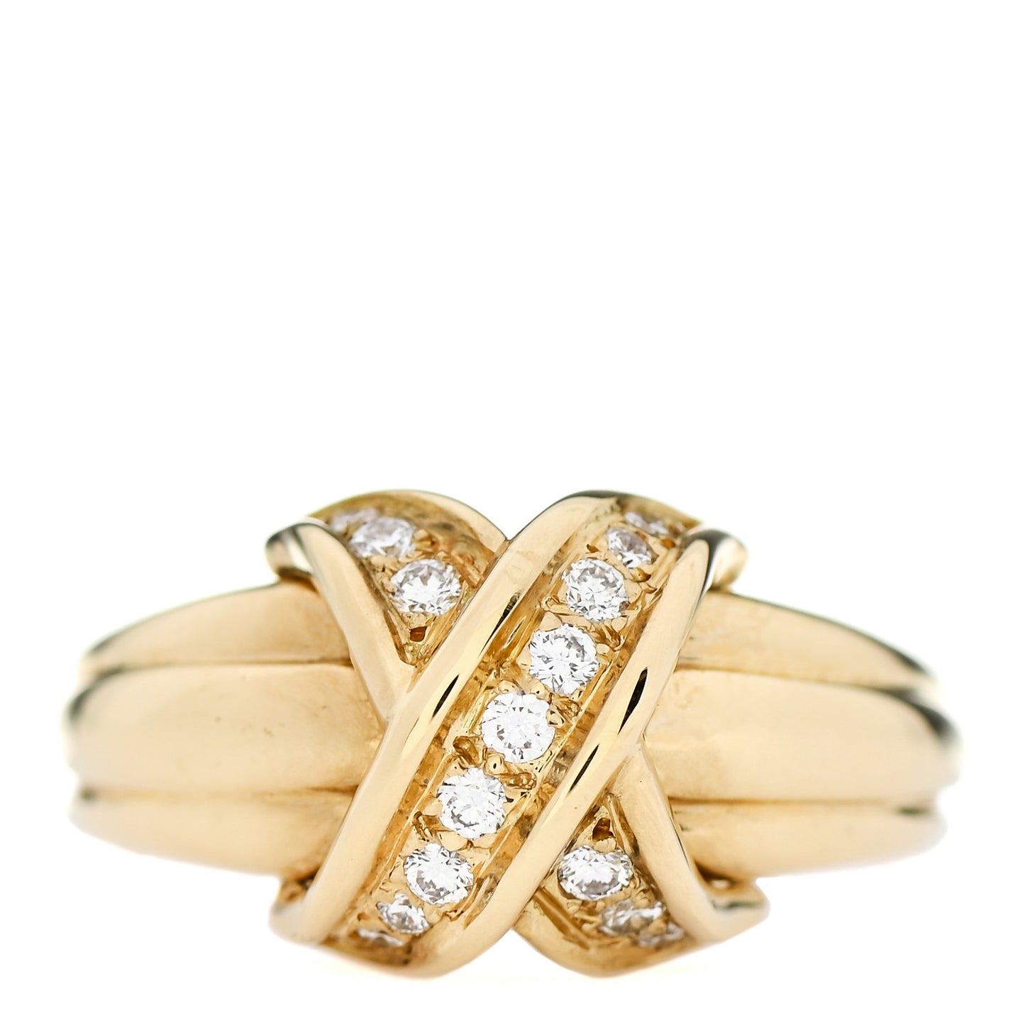 18K Yellow Gold Diamond Signature X Ring 49 4.75