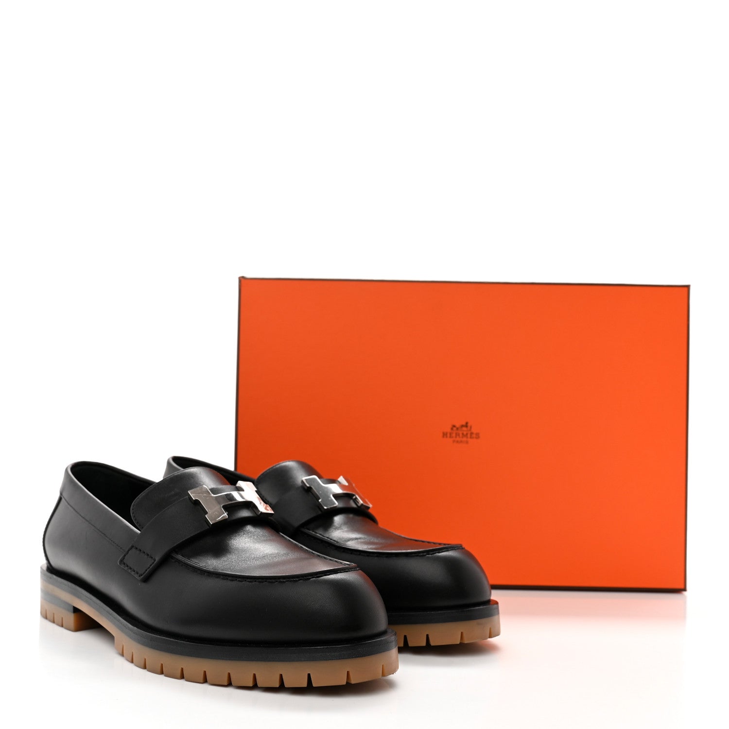 Hermes Calfskin Womens Faubourg Loafers 37 Black 8 of 8