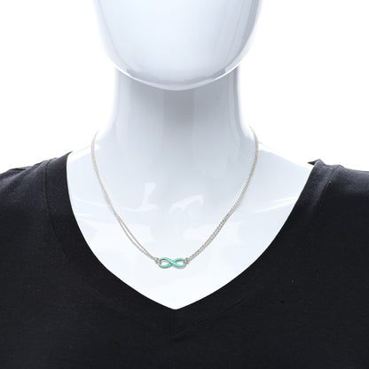 Tiffany Sterling Silver Enamel Infinity Necklace Blue 3 of 4