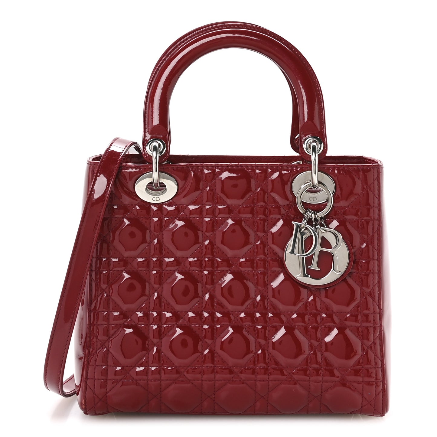 Patent Cannage Medium Lady Dior Red