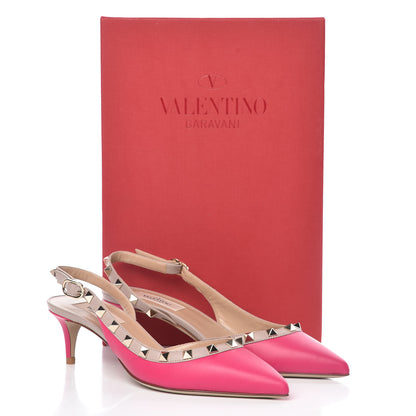 Valentino Garavani Nappa Rockstud Half D'Orsay Slingback 50mm Pumps 37 Disco Pink Poudre 10 of 10