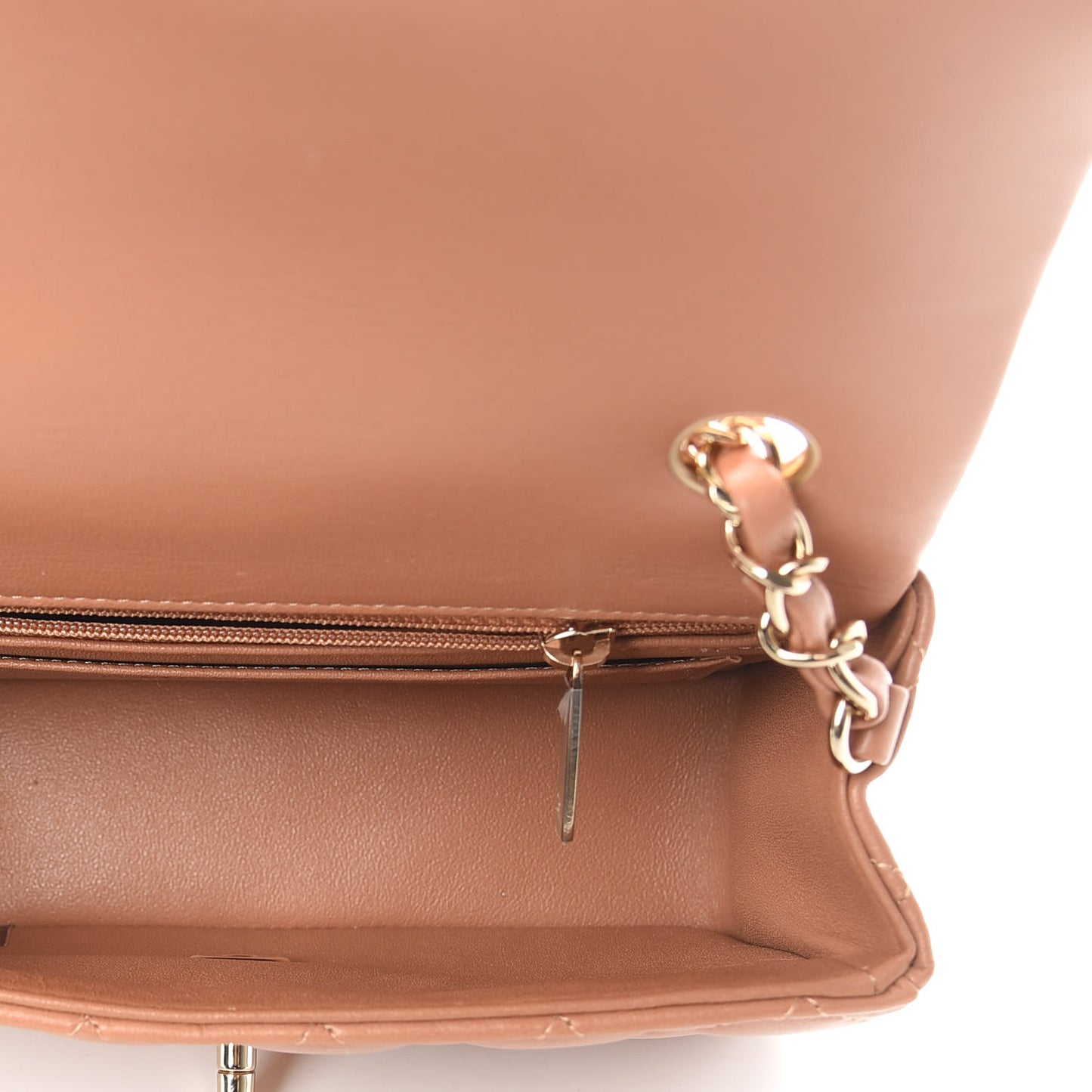 Lambskin Quilted Mini Rectangular Flap Brown