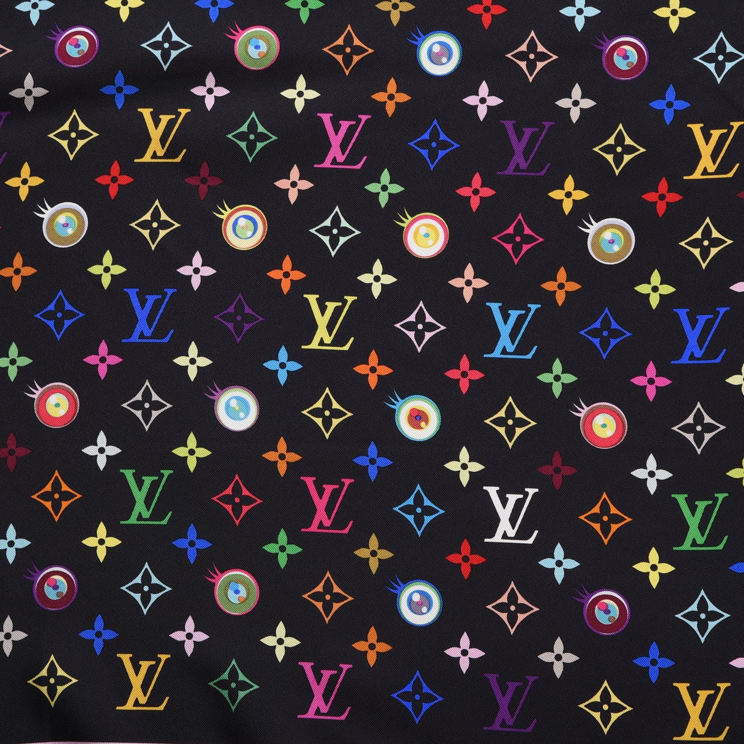 Louis Vuitton Silk Multicolor Eye Love Scarf Black 8 of 9
