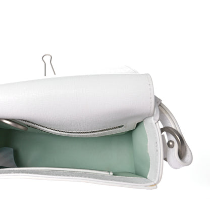 Off-White Saffiano Striped Mini Diag Binder Clip Bag White Black 5 of 12