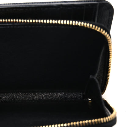 Saint Laurent Grain De Poudre Matelasse Chevron Monogram Compact Zip Around Wallet Black 6 of 8
