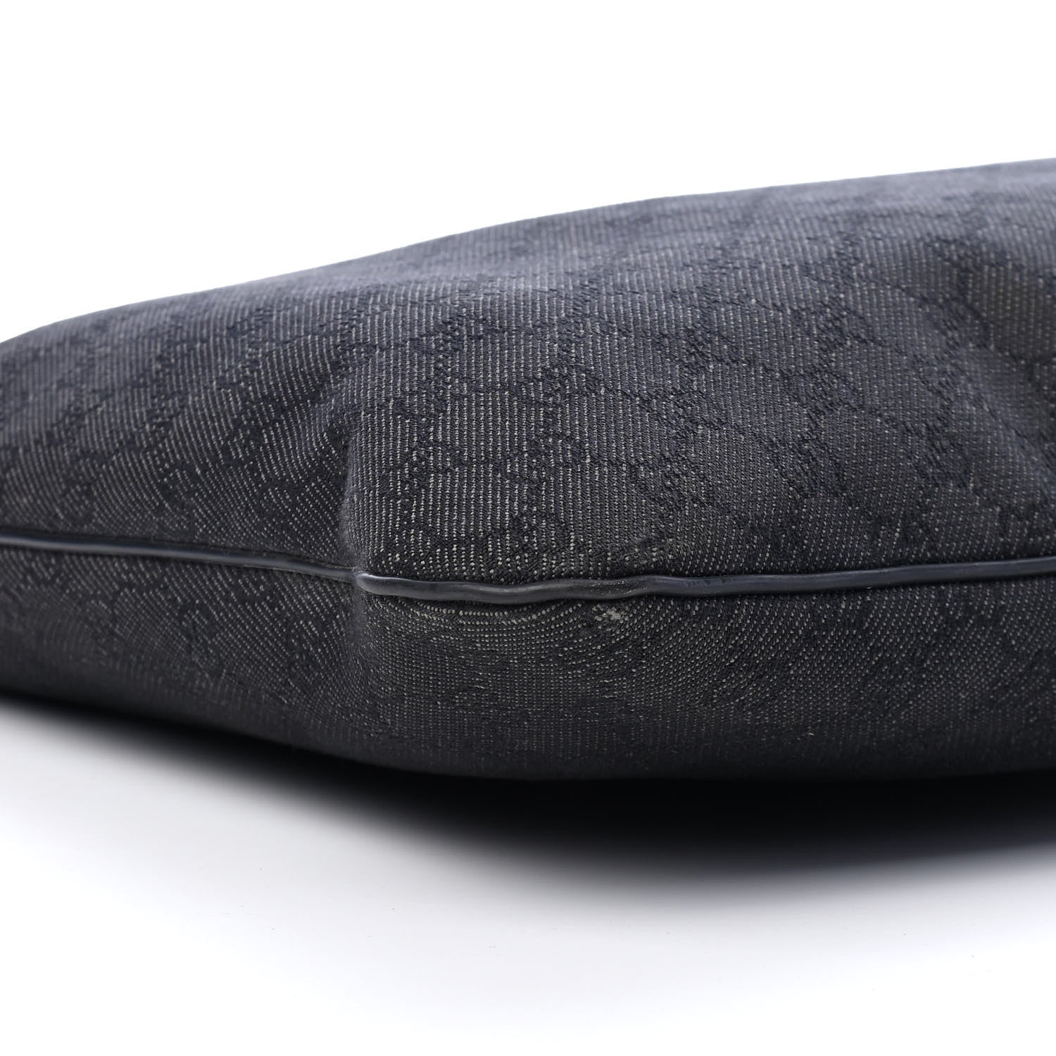 Gucci Denim Monogram Flat Messenger Bag Black 6 of 7