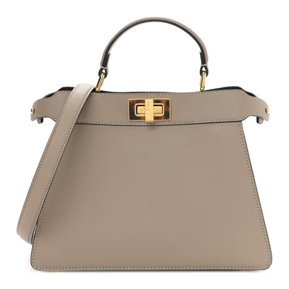 Fendi Vitello Seta Shiny Nappa Plexiglass Bi-Color Small Peekaboo I SEE U Satchel Tartaruga Black 1 of 8