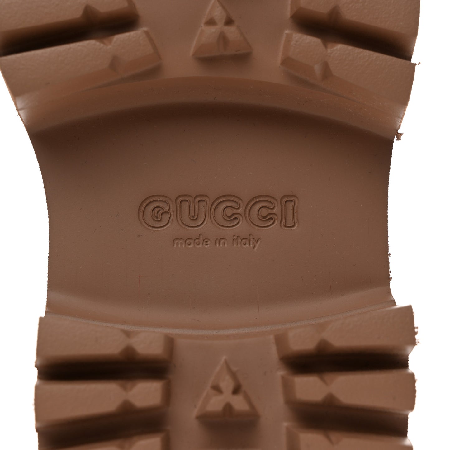 Rubber GG Monogram Perforated Elea Platform 55mm Lug Sole Sandals 38 Vintage Camel