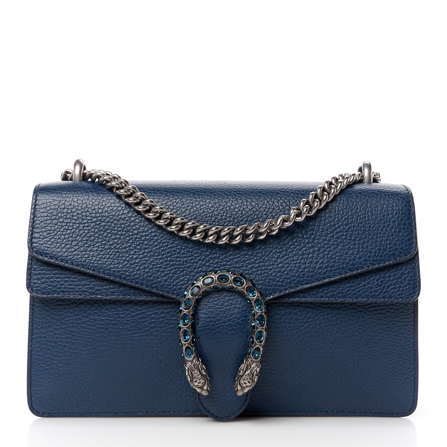 Pebbled Calfskin Small Dionysus Shoulder Bag Blue Agata