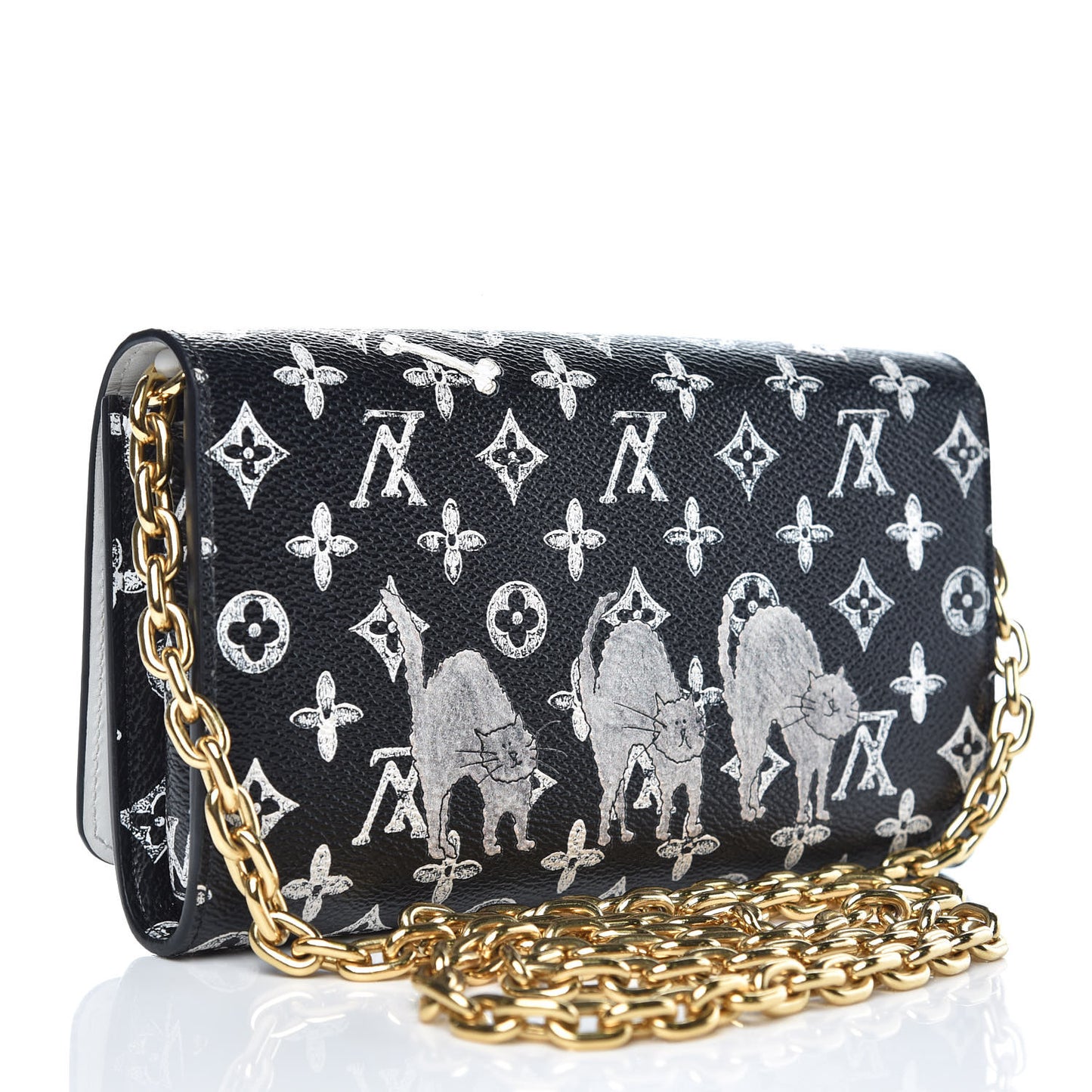Catogram Twist Chain Wallet Black