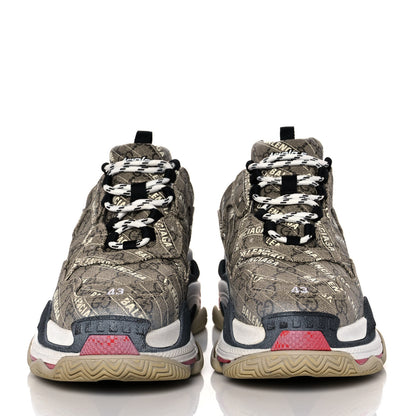 Balenciaga X GUCCI GG Supreme Monogram Allover Logo Mens Triple S Sneakers 43 Beige Ebony Mystic White 2 of 8