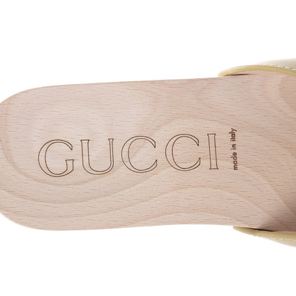 Gucci Calfskin Interlocking G Slide Sandals 37.5 Diagonal Beige 5 of 7