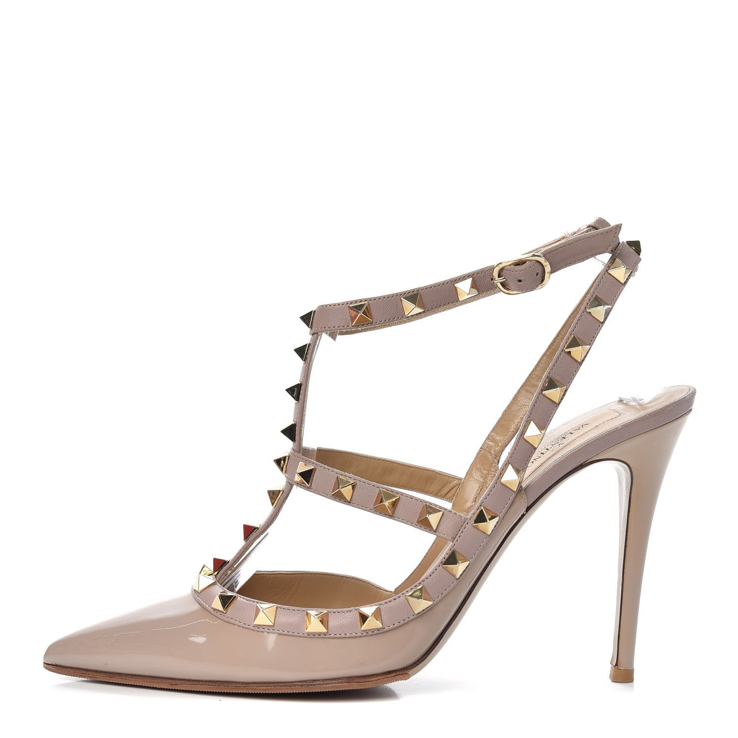 Valentino Garavani Patent Rockstud Ankle Strap Pumps 40 Poudre 1 of 10