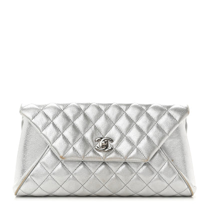 Chanel Metallic Calfskin Quilted Fold Up Again Clutch Silver 1 of 10