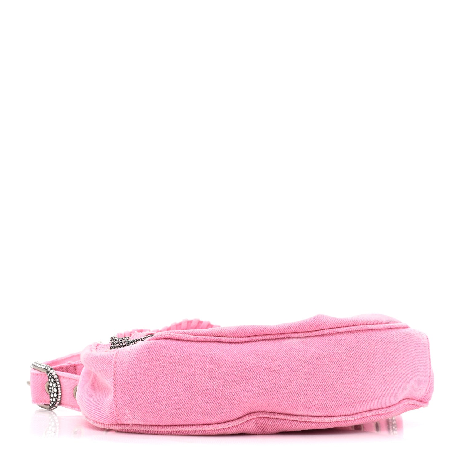 Balenciaga Washed Frayed Denim Crystal Le Cagole Shoulder Bag XS Denim Pink 4 of 14