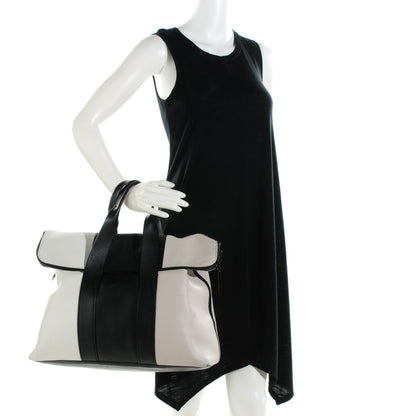 3.1 Phillip Lim 3.1 Calfskin Tri-Color 31 Hour Bag Black White Putty 2 of 9