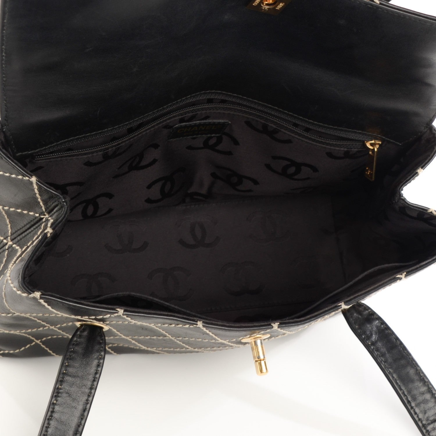 Chanel Calfskin Wild Stitch Shoulder Bag Black 5 of 8