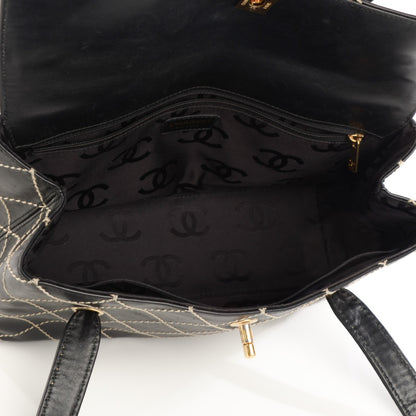 Chanel Calfskin Wild Stitch Shoulder Bag Black 5 of 8