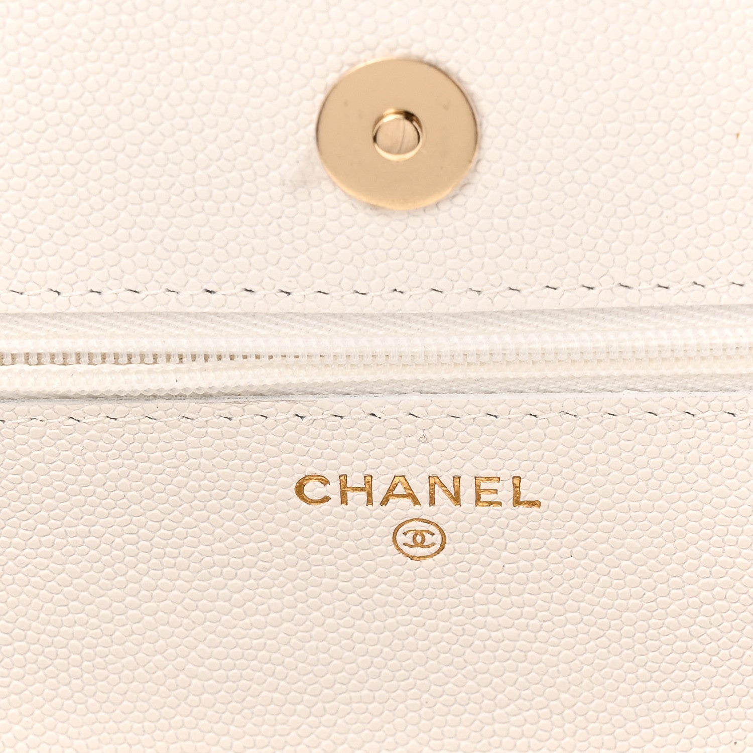 Chanel Caviar Quilted Crystal CC Wallet On Chain WOC White 6 of 12