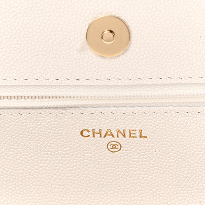 Chanel Caviar Quilted Crystal CC Wallet On Chain WOC White 6 of 12