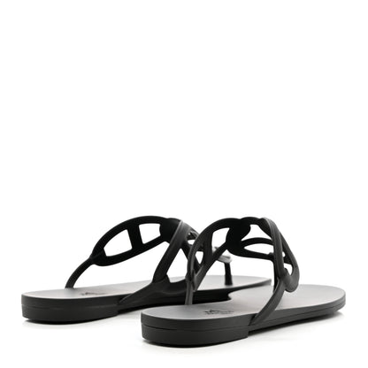 Hermes Rubber Womens Egerie Sandals 39 Black 4 of 8