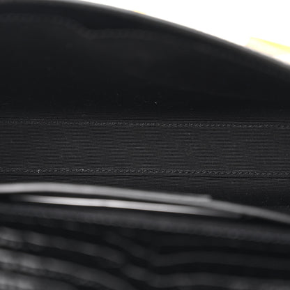 Saint Laurent Shiny Calfskin Crocodile Embossed Small Manhattan Baguette Black 5 of 11
