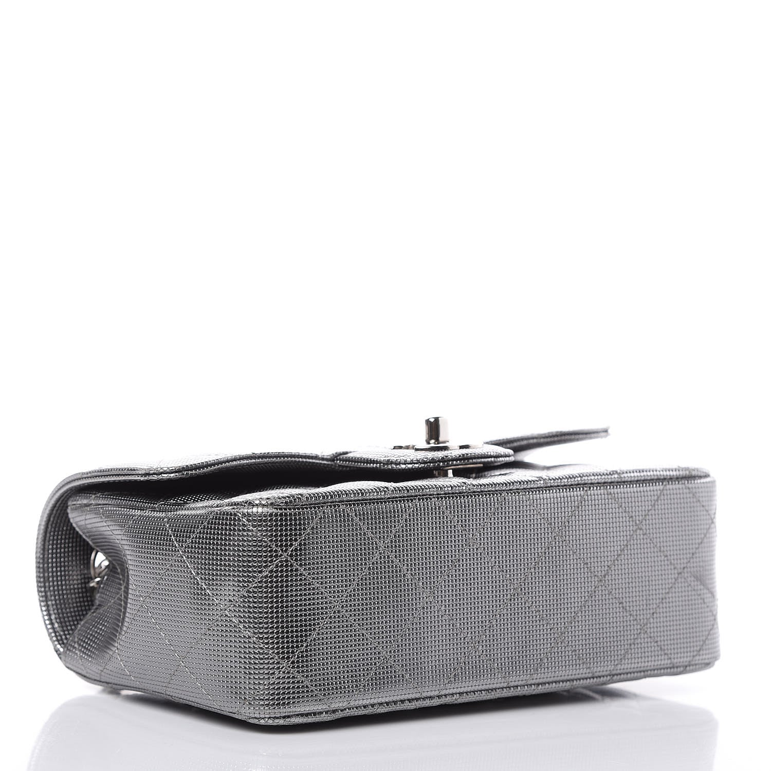 Chanel Metallic Calfskin Quilted Pixel Effect Mini Rectangular Flap Dark Silver 4 of 11