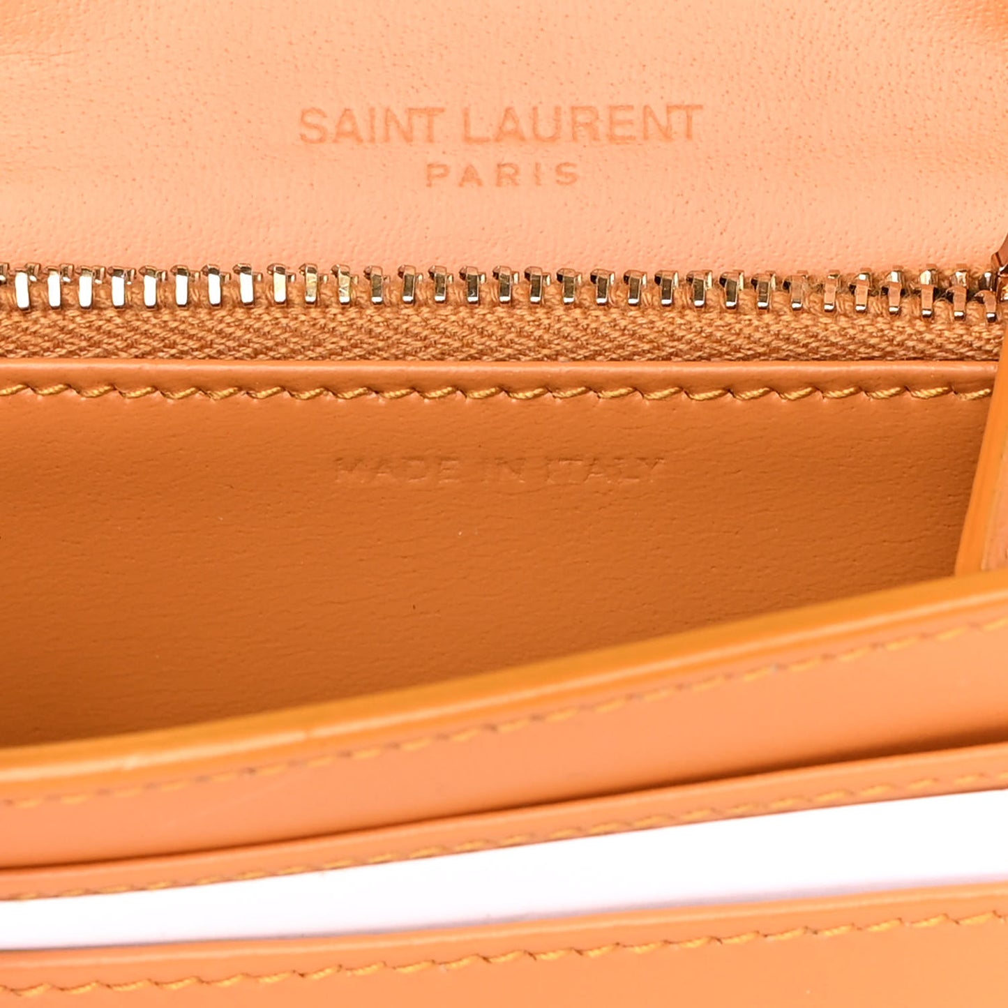 Calfskin Monogram Chain Card Case Orange