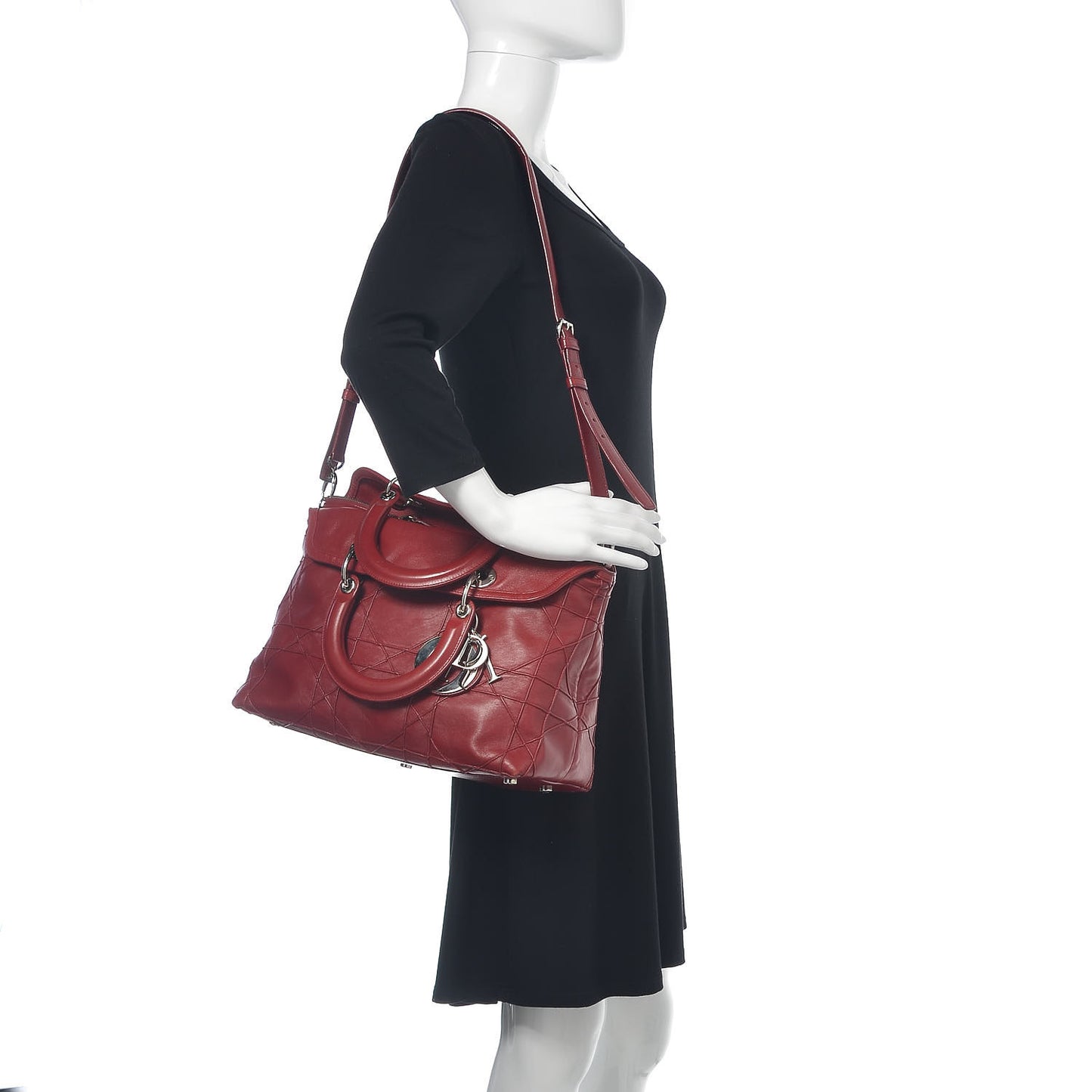 Lambskin Cannage Medium Granville Tote Red