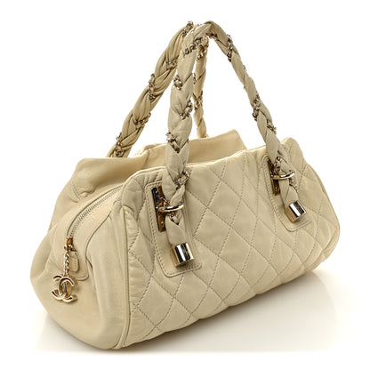 Chanel Distressed Lambskin Lady Braid Bowler Ivory 3 of 11