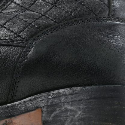 Chanel Calfskin Quilted Lace Up Combat Boots 40 Black 6 of 15