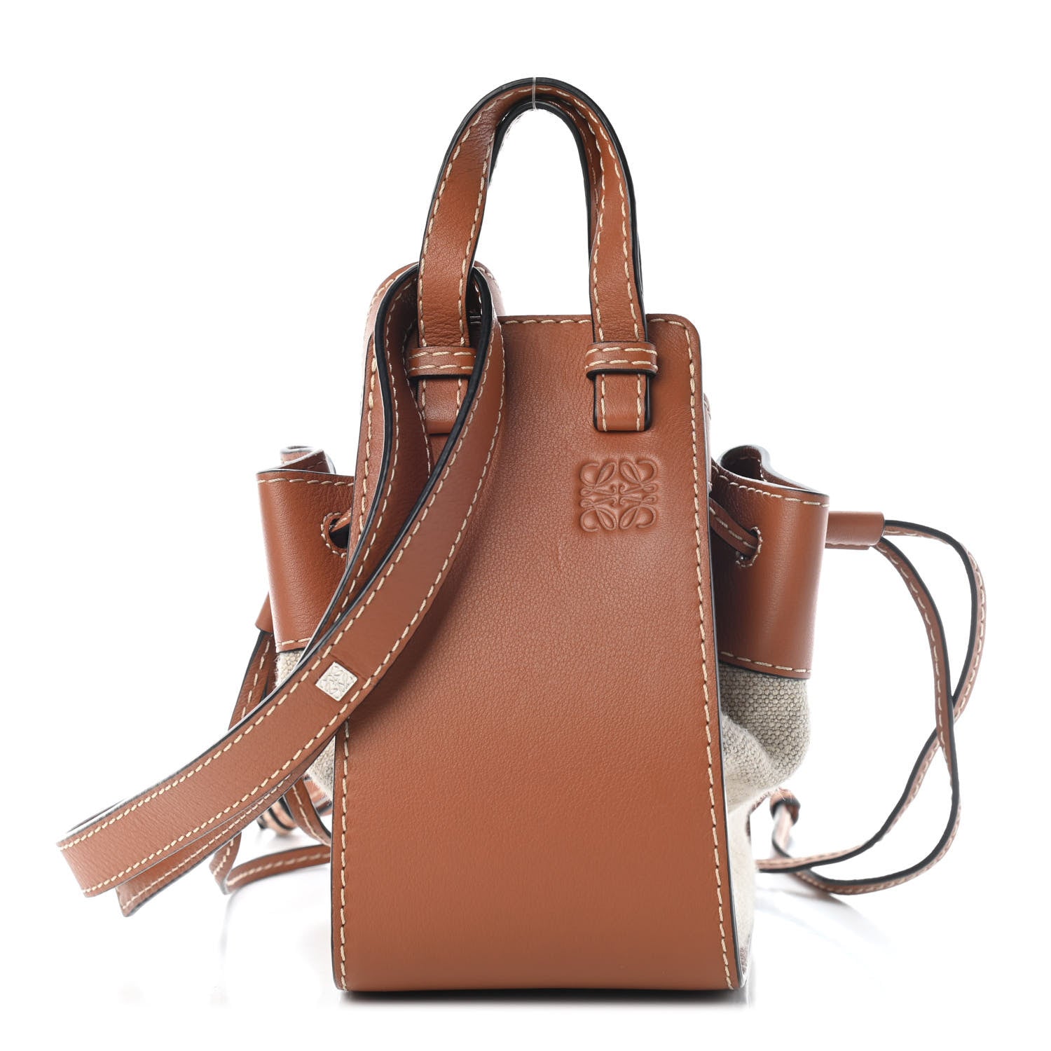 Loewe Calfskin Canvas Mini Hammock Shoulder Bag Natural Tan 1 of 8