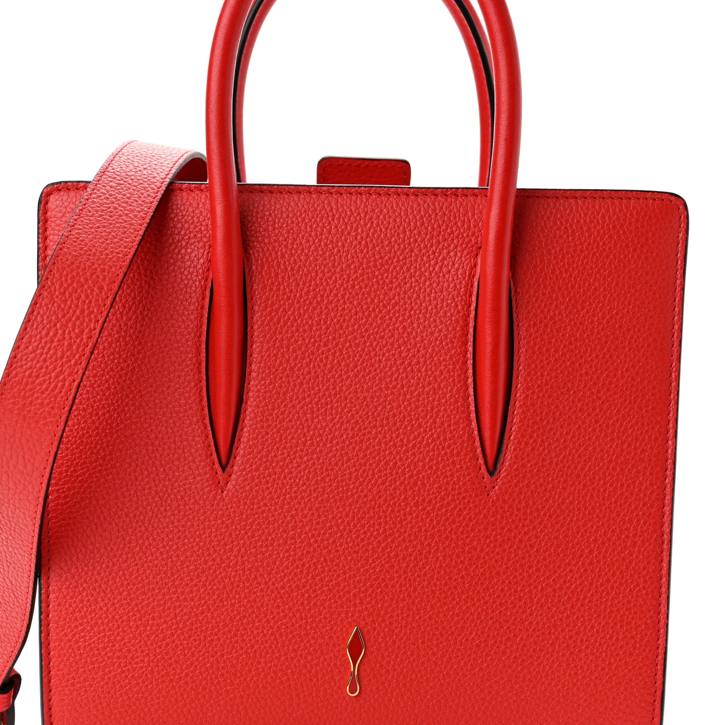 Calfskin Patent Studded Small Paloma Red