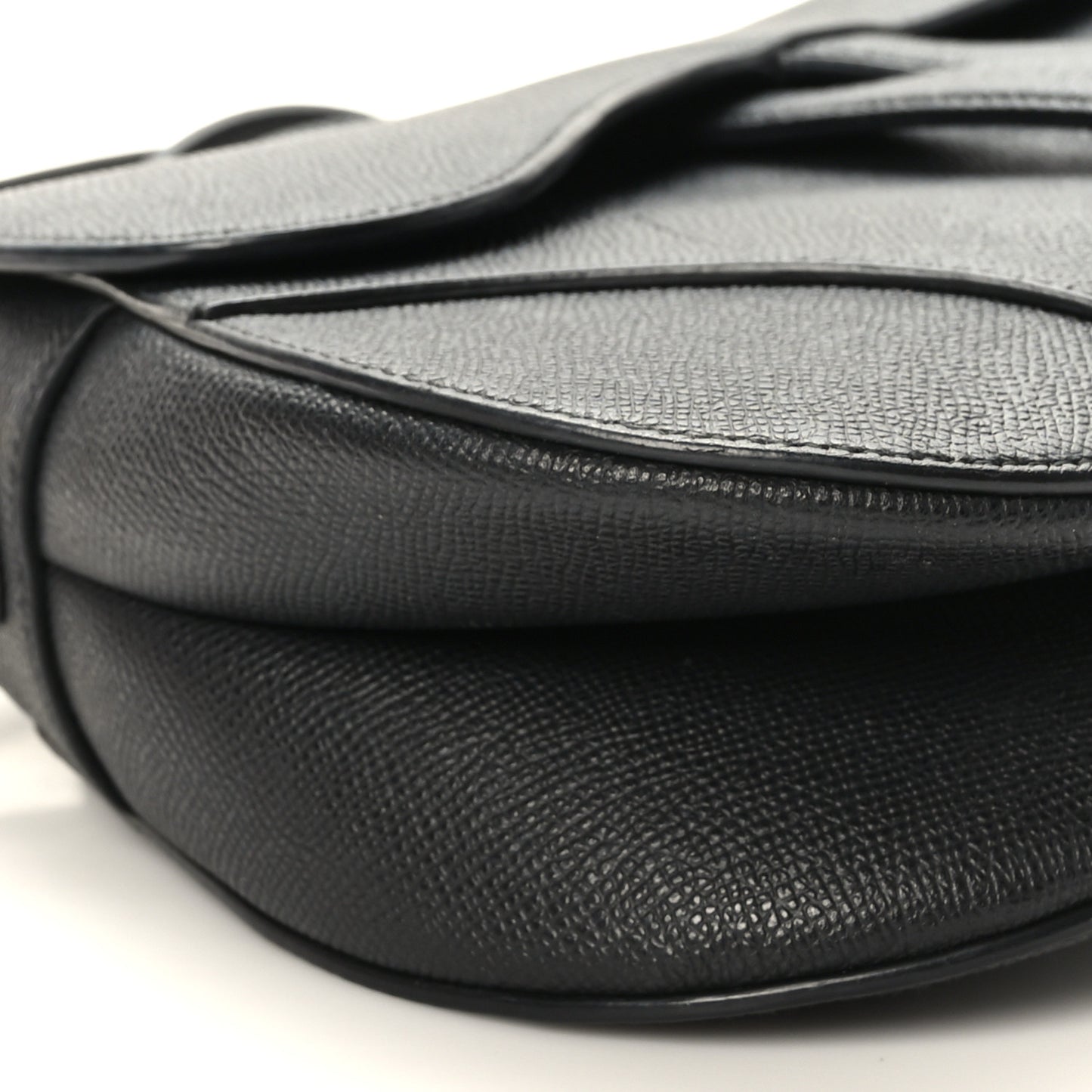 Grained Calfskin Saddle Bag With Strap Black
