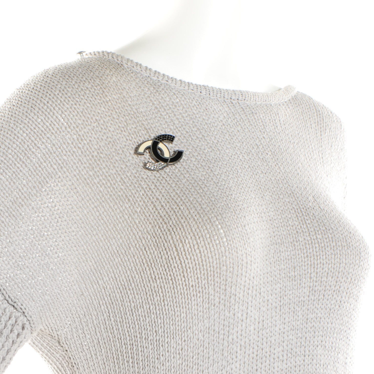 Chanel Enamel Crystal CC Brooch Black Off White 2 of 4