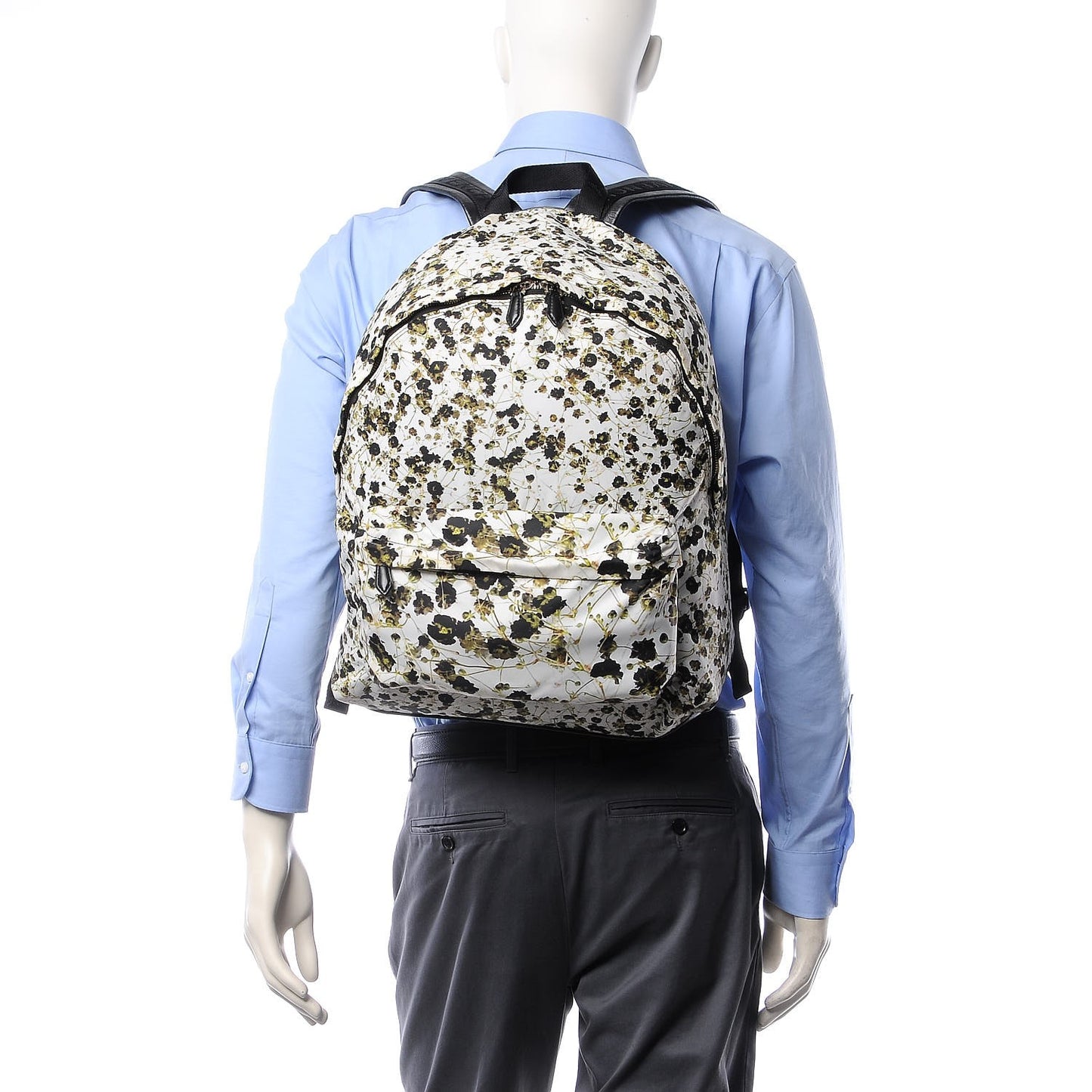 Nylon Calfskin Baby's Breath Print Backpack White
