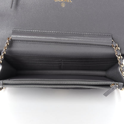 Chanel Caviar Quilted French New Wave Chain CC Wallet On Chain WOC Grey 5 of 13