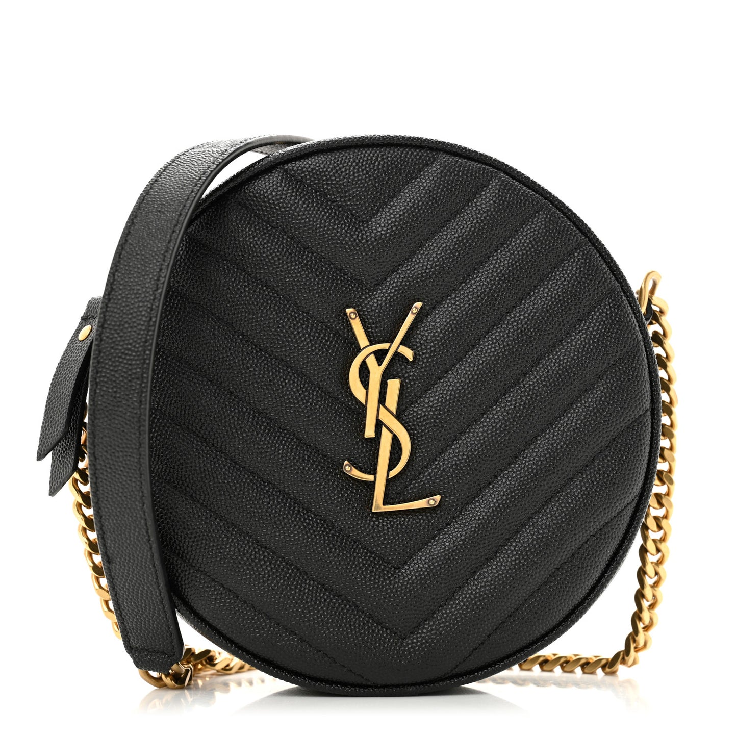 Grain De Poudre Matelasse Chevron Quilted Round Vinyle Camera Bag Black