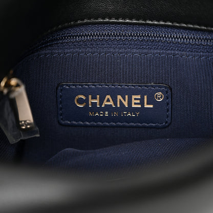 Chanel Sheepskin Chevron Quilted Double Chevron Waist Bag Navy Black 6 of 10