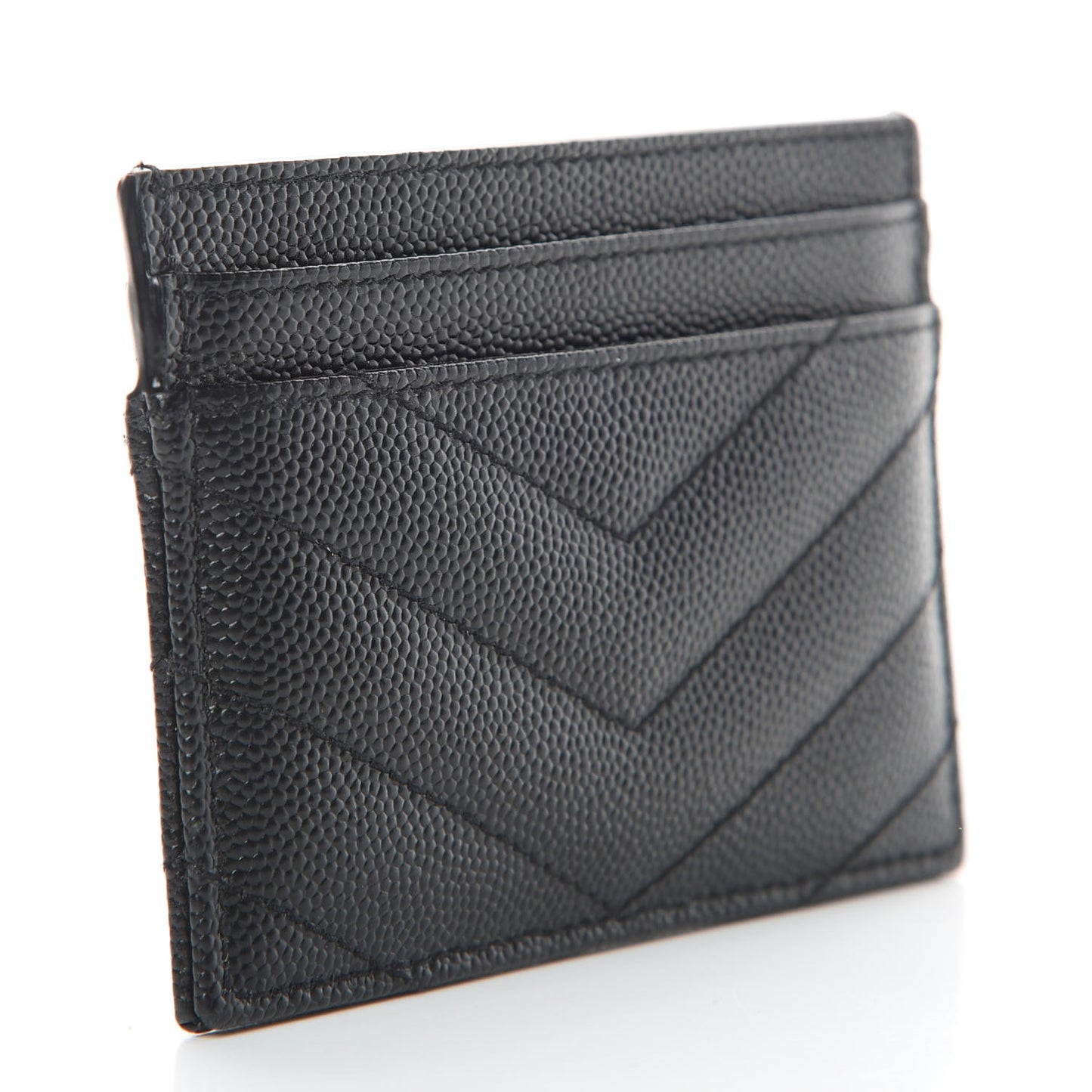Grain De Poudre Matelasse Chevron Monogram Credit Card Case Black