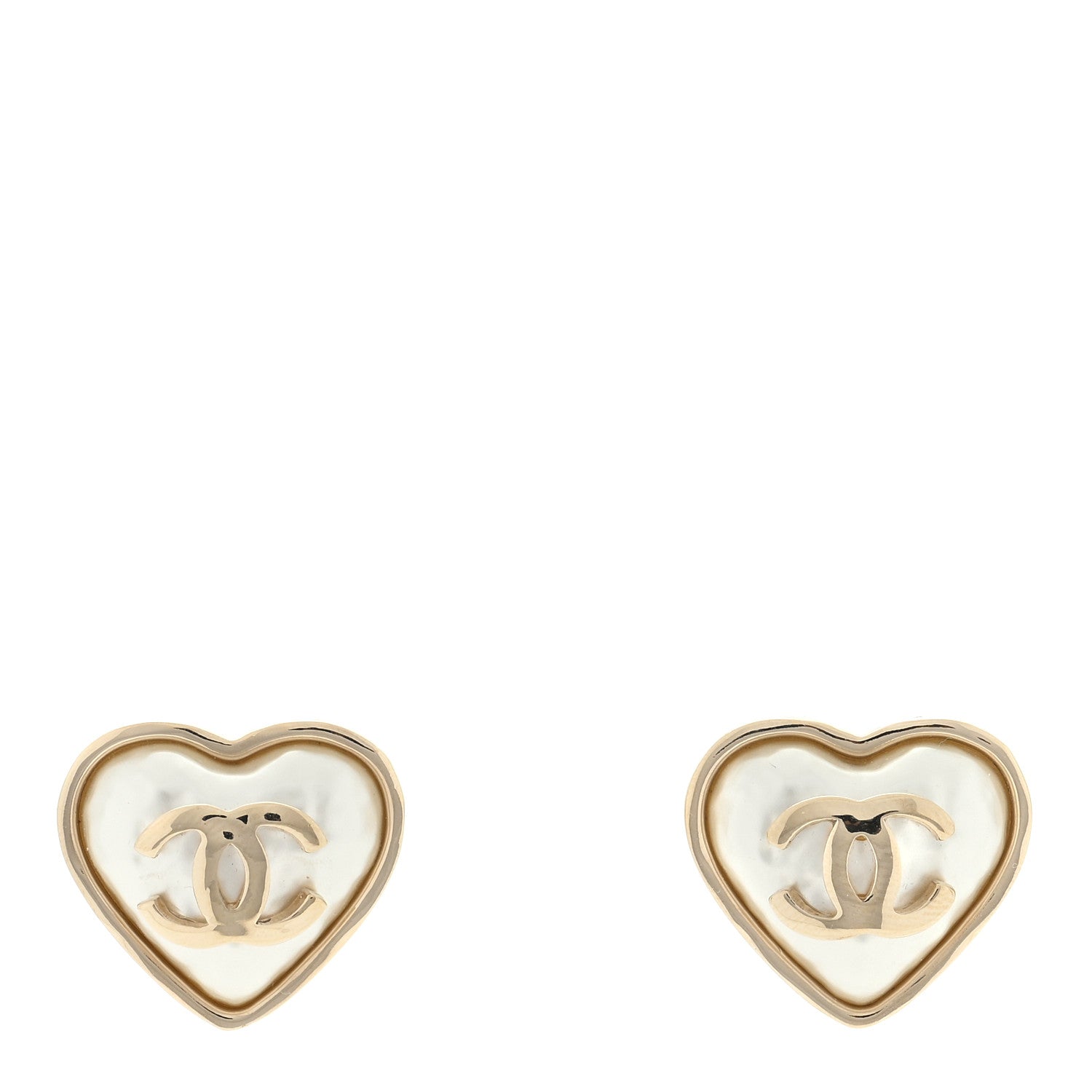 Chanel Pearl CC Heart Earrings Gold 1 of 4