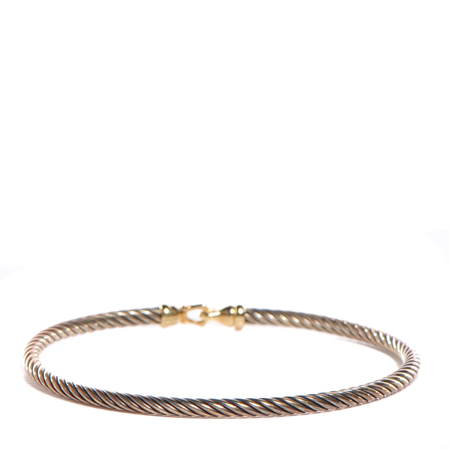 Sterling Silver 18K Yellow Gold 3mm Cable Buckle Bracelet