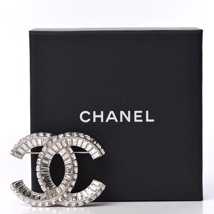 Chanel Baguette Crystal CC Brooch Silver 4 of 4
